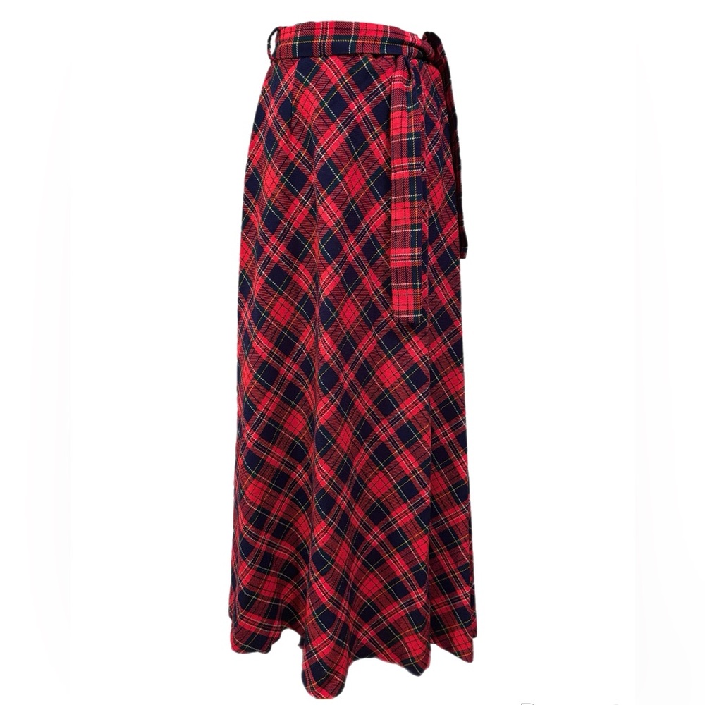 Vintage Red Plaid Maxi Skirt
